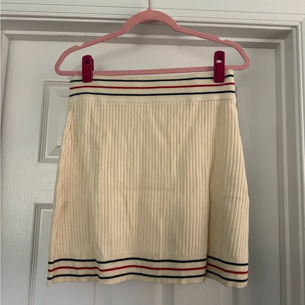 Knit Collar Two Piece Short Sleeve Top and Mini Skirt Matching Set - Picture 11 of 15